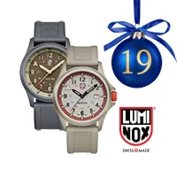 Zwei robuste Luminox-Uhren in Beige und Grau als Adventskalender-Gewinn hinter Türchen 19.
